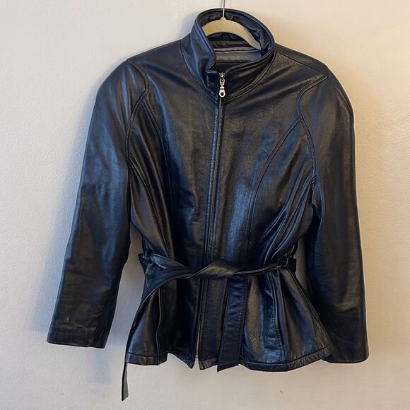 Vintage Wilson’s Leather Jacket Zip Up Black Genuine Leather Large unisex Y2K - Picture 9 of 15